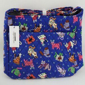 New Vera Bradley Catnip Christmas Essential XL Crossbody Blue Bag Cat Kitten
